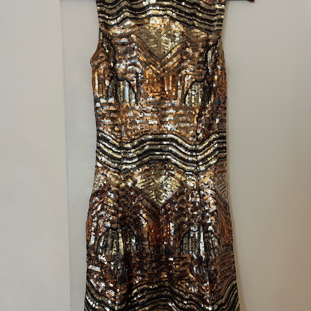 Marciano Gold Sequin Mini Dress